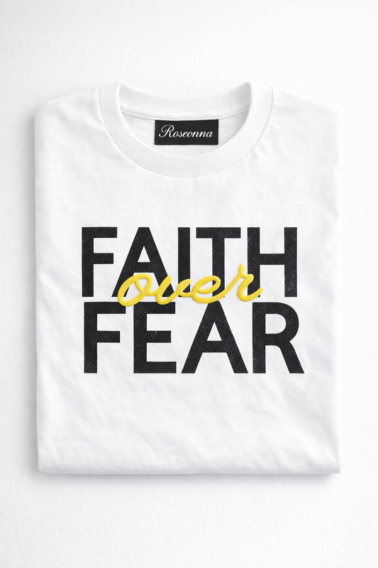 Faith Over Fear Puff Vinyl T-Shirt | Bold Inspirational Graphic Tee